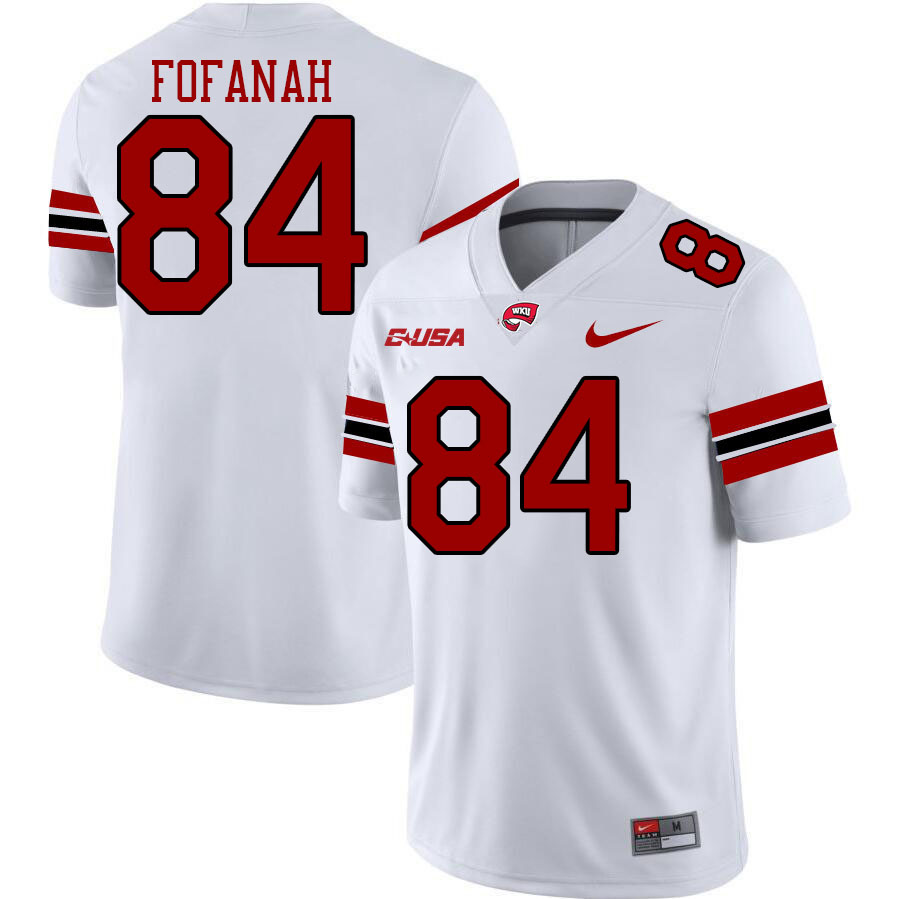 Western Kentucky Hilltoppers #84 Elvin Fofanah College Football Jerseys Stitched Sale-White